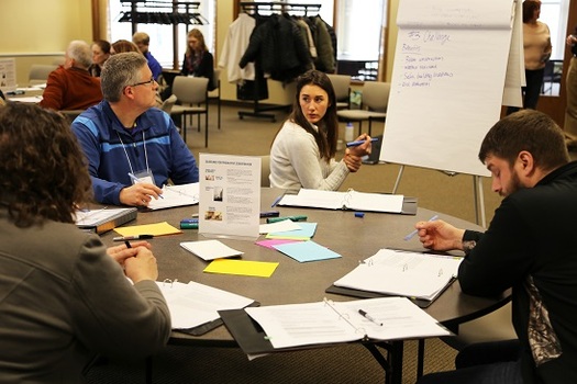 Eighteen neighbors compared notes and brainstormed policy suggestions during a citizen's jury meeting last March in Winona. (The Jefferson Center)