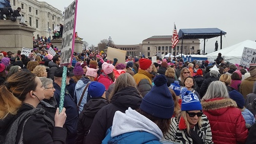 An estimated 100,000 demonstrators showed up at the State Capitol in St. Paul, Jan. 21, 2017. (Dan Luke)