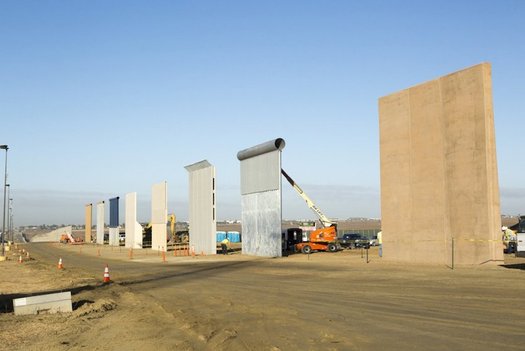 Prototypes of President Trump's proposed border wall were exhibited last October outside San Diego. (texastribune.org)
