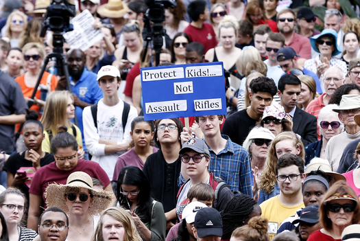 Thousands of students, teachers and parents descended on the Florida State Capitol in protest after a former student with an assault rifle killed 17 students at a school in a shooting rampage. (Moore/GettyImages) 