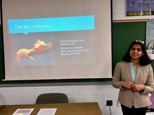 Chy Murali from Centennial High School in Ellicott City presents her research for the Regeneron Science Talent Search. (Chy Murali) 