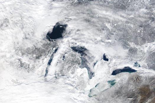 The Great Lakes provide drinking water for 48 million people and are estimated to generate 1.5 million jobs. (NASA)
