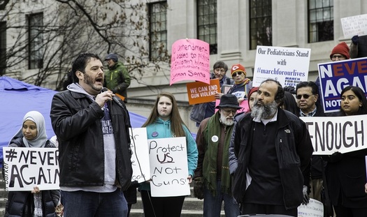Del. Mike Pushkin is a gun owner but spoke at the gun-control rally in Charleston on Saturday. (Rafael Barker)