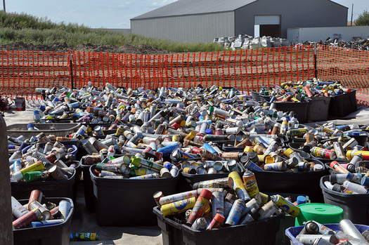 Hazardous materials are separated at a landfill in Minot, N.D. (Shannon Bauer/U.S. Army Corps of Engineers)