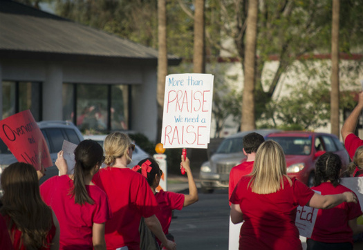 In a recent vote, nearly 80 percent of Arizona teachers said they wanted to strike rather than accept Gov. Doug Ducey's proposed plan to boost salaries. (Katherine Davis-Young/Public News Service) 