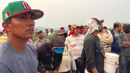 Farmworkers in Sumas, Wash. protested after their fellow laborer died while working during wildfires last year. (Edgar Franks/Community to Community Development)