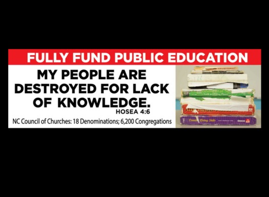 The North Carolina Council of Churches as part of its support of public education put this billboard up on I-40, quoting the Bible. (NC Council of Churches)