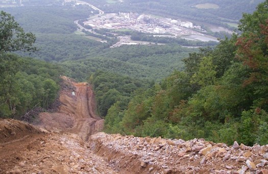 The steep hillsides of Appalachia present serious challenges for building big gas pipelines. (Dominion Pipeline Monitoring Coalition)