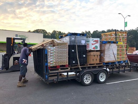 The community group Jesus House of Prayer takes a load of Florence Disaster Relief supplies to Johnston County. (Whichard/Food Bank of Central & Eastern North Carolina)