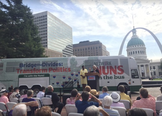 The Nuns on the Bus at a 2015 event in St. Louis. This year, they'll be back on Oct. 17. (Nuns on the Bus/Facebook) 