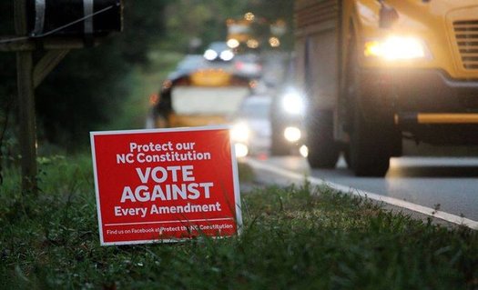 Yard signs asking people to vote against the amendments are found across the state. (Schell Simpson/Protect the NC Constitution)