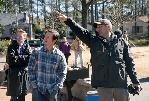 Actor Mark Wahlberg and Director Sean Anders on the set of 