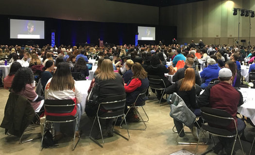 About 800 social workers filled the Lansing Center on Thursday to tackle the big issues of 2018. (Duane Breijak/NASW-MI)