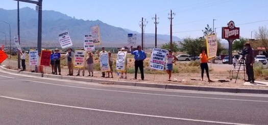 Protestors greeted U.S. Interior Secretary Ryan Zinke when he visited New Mexico in July, objecting to his rollback of the Bureau of Land Management Methane and Natural Gas Waste Prevention Rule. (Sierra Club Rio Grande) 
