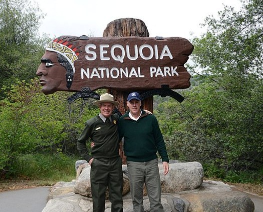 Outgoing U.S. Interior Secretaryr Ryan Zinke visited Sequoia National Park with Superintendent Woody Smeck in 2017. (Dept. of the Interior)
