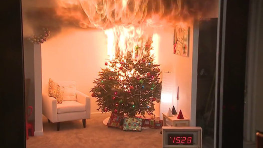 Avoid holiday disaster by keeping live Christmas trees watered daily, or only using artificial trees that are labeled as flame retardant. (U.S. Consumer Product Safety Commission) 