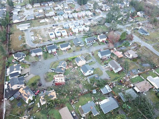 The most powerful tornado to hit Washington state in more than 30 years leveled some homes on the Kitsap Peninsula. (Kitsap County Sheriff�s Office)