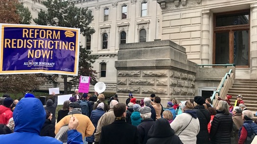 A rally held in November when the new legislators were sworn in called on lawmakers to hand over the power to redraw legislative districts to an independent citizen commission. (Ashley Toruno/ACLU)