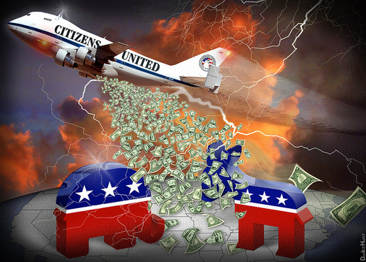 Overturning the U.S Supreme Court's 2010 Citizens United ruling could require a constitutional amendment. (DonkeyHotey/Flickr)