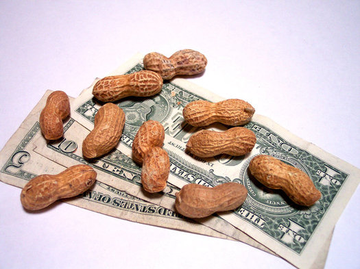 Making peanuts? Progressive groups' legislative priorities this year include a higher minimum wage for Nevadans, and guaranteed sick leave for all. (Cohdra/Morguefile)
