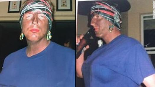 These photos, used with permission of The Tallahassee Democrat, show Florida Secretary of State Michael Ertel in blackface at a 2005 Halloween party. (Tallahassee Democrat)