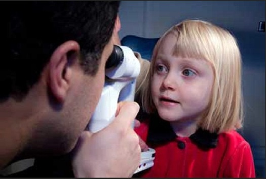 An eye examination from a pediatric ophthalmologist is a first step for parents of young children to determine any vision deficits. (NationalEyeInstitute/NIH)