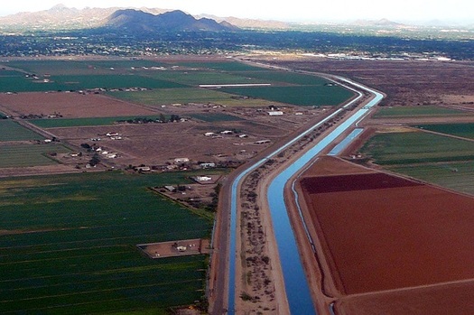 Arizona distributes drinking water though hundreds of miles of canals from the Colorado River basin. (Wikimedia Commons)