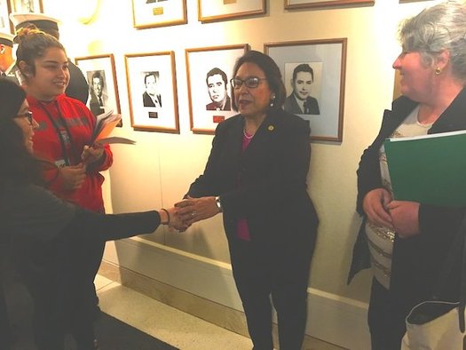 State Rep. Patricia Roybal Caballero, center, is co-sponsoring a bill to bring community solar development to New Mexico. (Conservation Voters New Mexico)