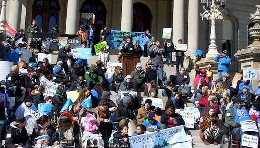 In recent years, Michiganders have gathered in the capital to advocate for clean drinking water on World Water Day. (Valerie Jean)