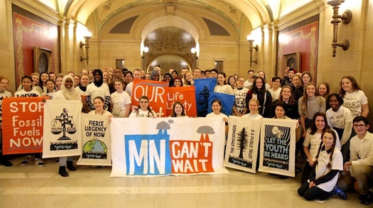Minnesota youths met with Gov. Tim Walz on Wednesday to discuss climate issues and the need for immediate action after helping introduce statewide Green New Deal legislation. (courtesy Devon Cupery)