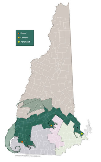 New Hampshire's District 2 Executive Council seat, which crosses the state from the seacoast to Vermont, is often cited as an example of gerrymandering. (Granite State Progress)
