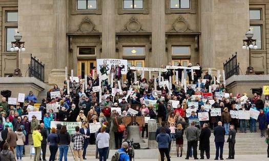 Supporters of Medicaid expansion gathered in Boise this session to oppose lawmakers' scaling back of the measure. (Reclaim Idaho)