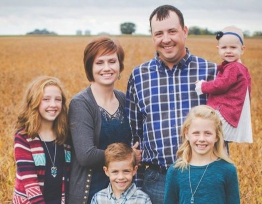 Brian and Jamie Johnson, shown with their children, received the South Dakota Leopold Conservation Award for their success in balancing farm production with conservation. (Courtesy of Johnson Family)