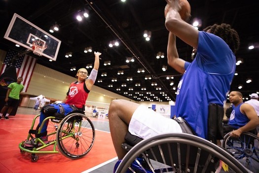 Basketball is one of almost 20 sports in which athletes can compete at the National Veterans Wheelchair Games. (National Veterans Wheelchair Games)