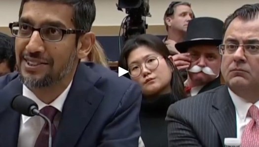 The Monopoly Man has appeared at congressional hearings including one on Google's market dominance. (Ian Madrigal/Youtube) 