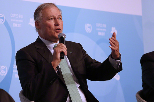 Washington Gov. Jay Inslee was the first presidential candidate to call for a climate-focused debate. (International Institute for Sustainable Development/Flickr)