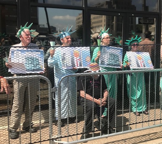Four members of ElderWitness were arrested by DHS on charges of obstructing the entrance to a federal building.  (Roz Dutton/ElderWitness)