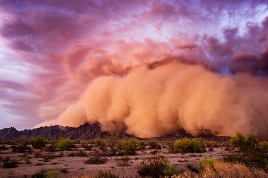 Arizona is affected by several aspects of climate change, including dangerously high temperatures, unhealthy air quality and towering, blinding dust storms called haboobs. (mdesigner125/AdobeStock)