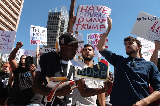 People's Power Assembly members, shown here in a Baltimore rally in 2016, are part of a coalition organizing protests against President Donald Trump and the GOP in Baltimore this week. (Elvert Barnes Photography/Flckr)