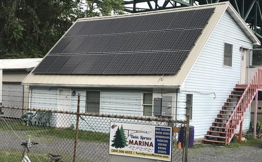 Falling solar-panel prices have made renewable energy increasingly reasonable for businesses such as the Twin Spruce Marina in Morgantown. (Twin Spruce Marina)