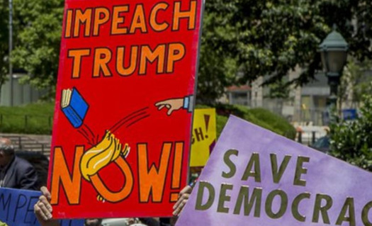 Protesters have been calling for impeachment at rallies once a month in front of Rep. Mark Amodei's office in Carson City. (Chip Evans/Indivisible Northern Nevada)