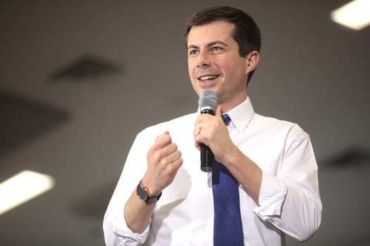 Democratic presidential candidate Pete Buttigieg says rail service in America is 