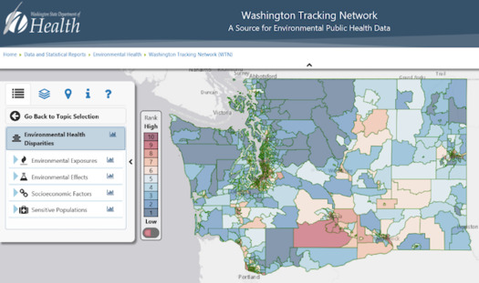 Washington state has created a map that breaks down racial health disparities due to environmental conditions. (Washington State Department of Health)