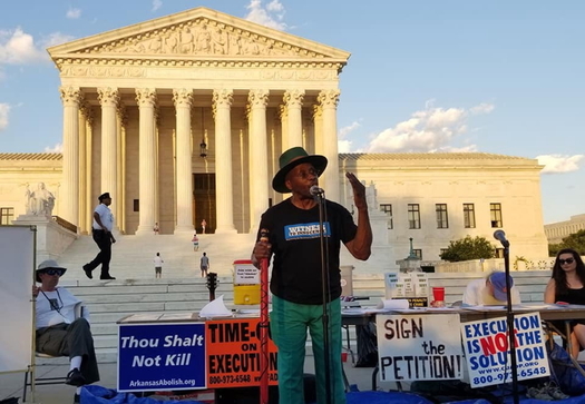 Death-penalty opponents hold a protest in front of the Supreme Court in July 2019. (Death Penalty Action)