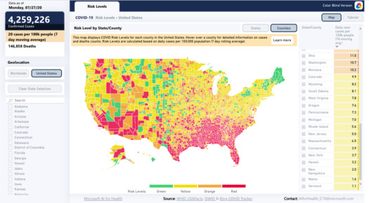 According to the Pandemics Explained Map, pulling data from the World Health Organization and other sources, Maine and Vermont are the two states with the lowest COVID risk levels. (Globalepidemics.org)