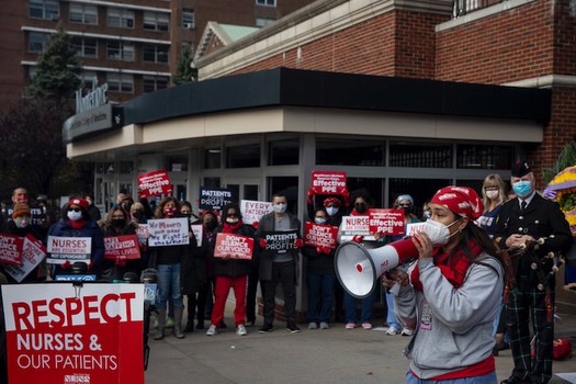 Nurses at Montefiore Hospital in New Rochelle delivered a 10-day notice of their intent to strike to hospital management. (New York State Nurses Association)