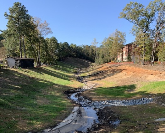 Engineers recently restored an unnamed stream on the campus of Methodist University in Fayetteville, N.C. (Paula Worden)