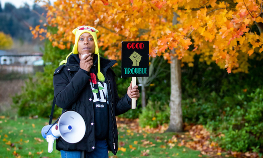 Demetria Hester was assaulted by self-described neo-Nazi Jeremy Christian in 2017. She now organizes Moms United For Black Lives in Portland. (Paul Dunn/YES! Magazine)