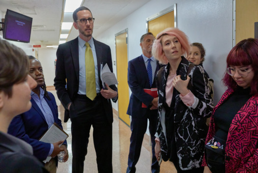 Sen. Scott Wiener and advocates for intersex Californians met at the state Capitol, pre-COVID, last year. (Eler de Grey)