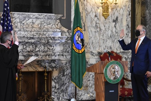 Gov. Jay Inslee was sworn in for his third term Wednesday. (Office of Gov. Jay Inslee)